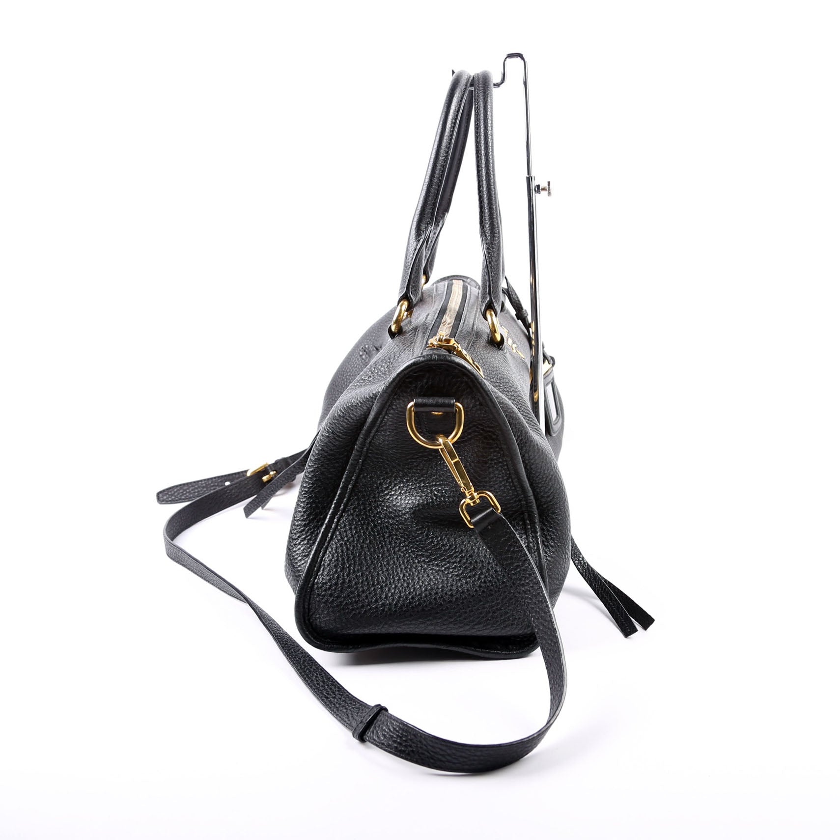 Vitello Daino Zip Shopping Satchel Large Black