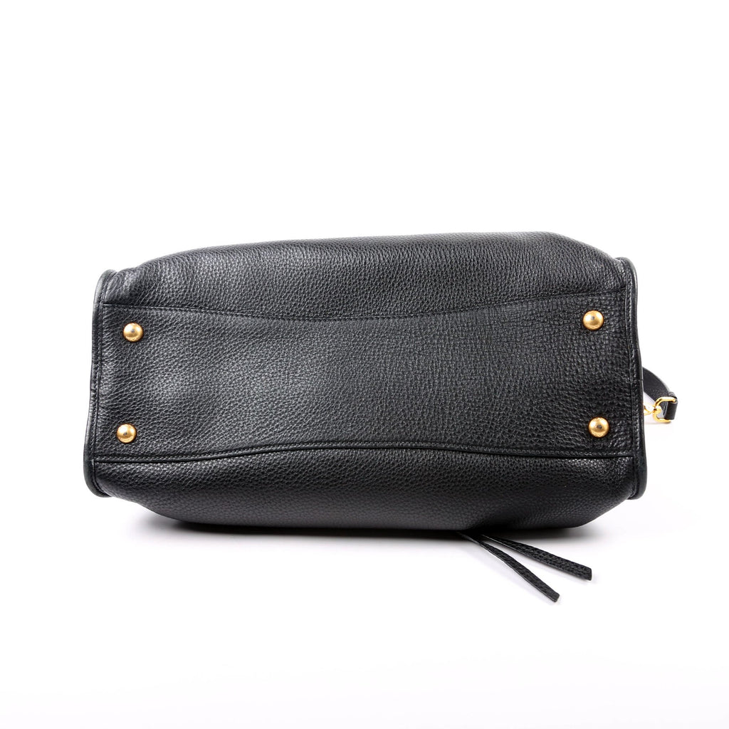 Vitello Daino Zip Shopping Satchel Large Black