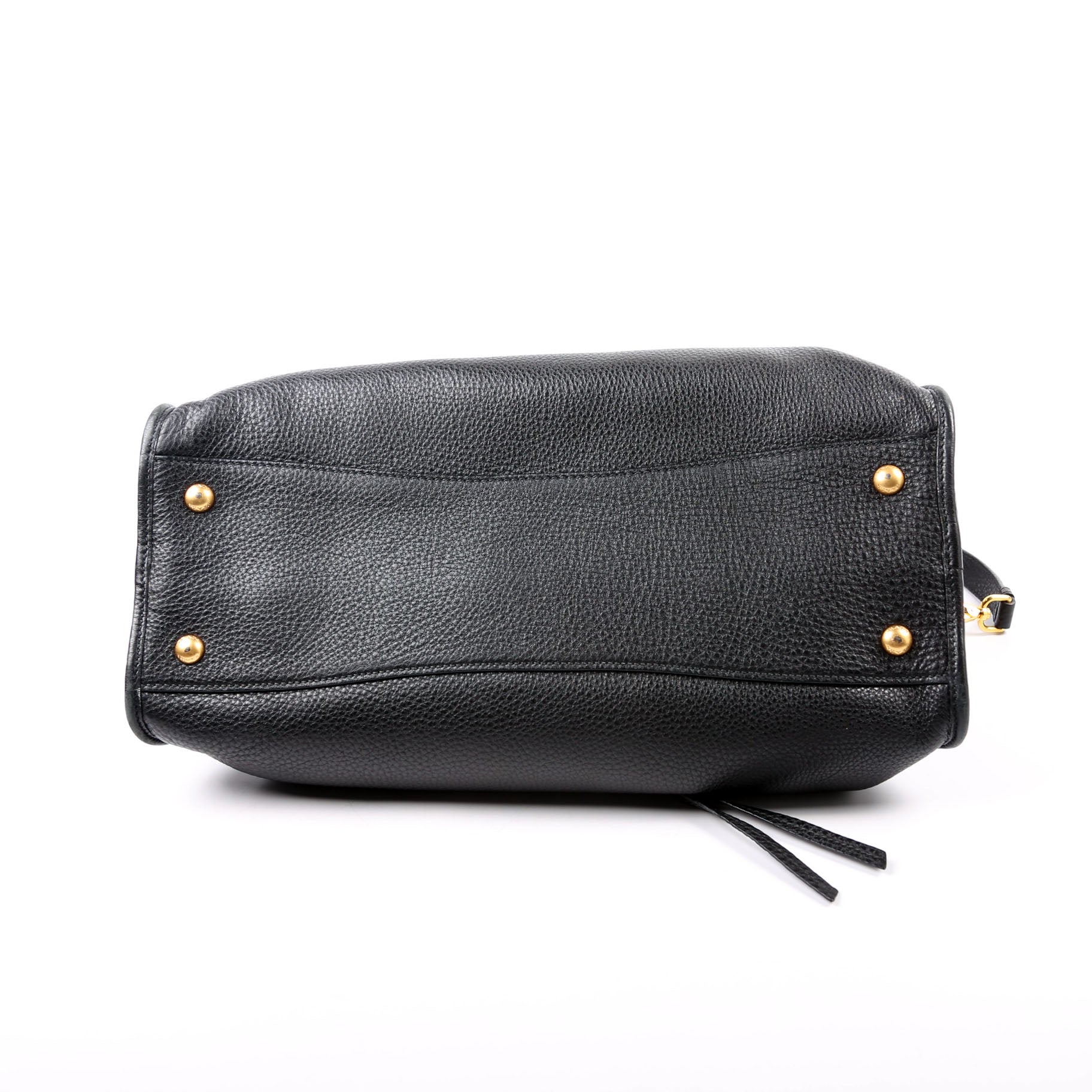 Vitello Daino Zip Shopping Satchel Large Black