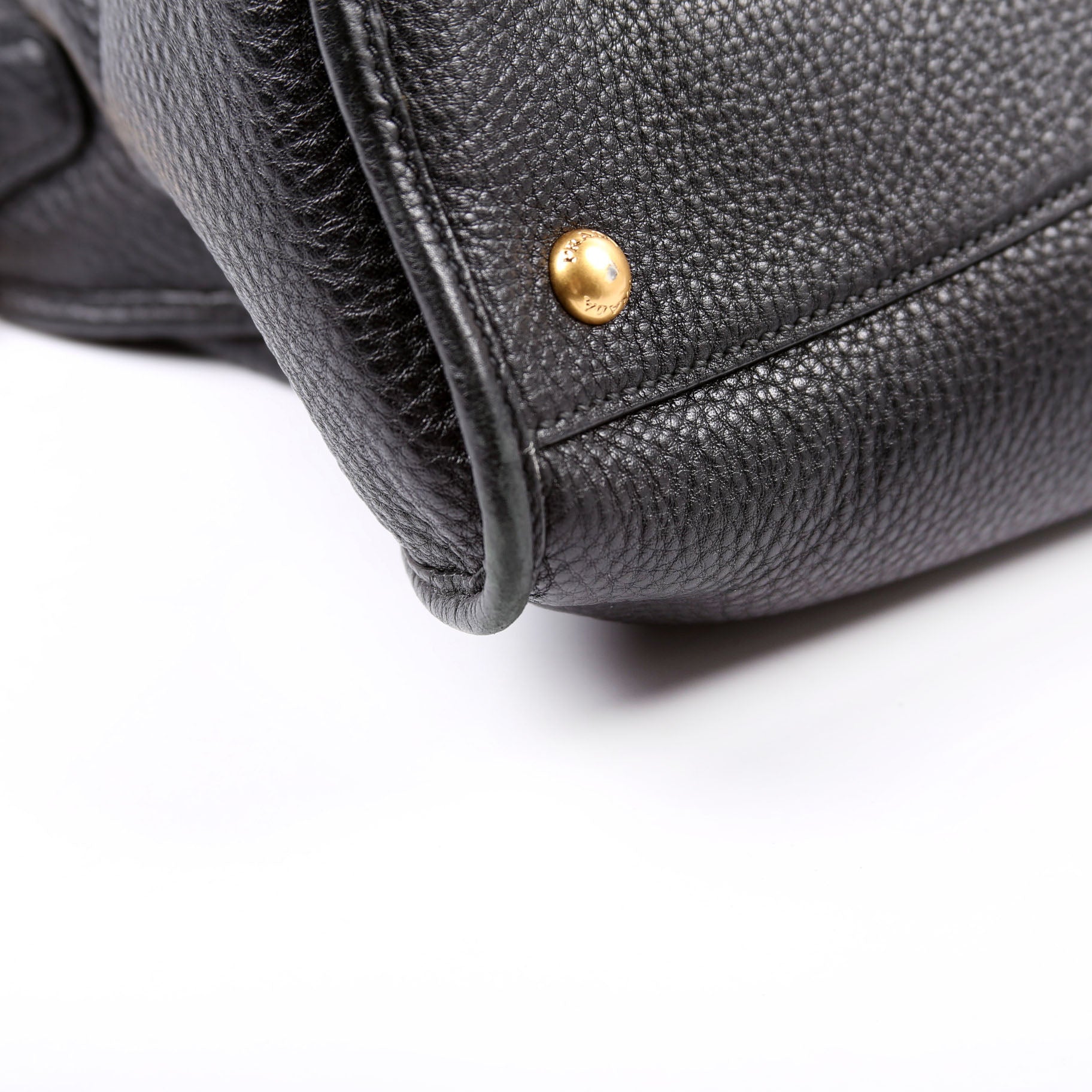 Vitello Daino Zip Shopping Satchel Large Black