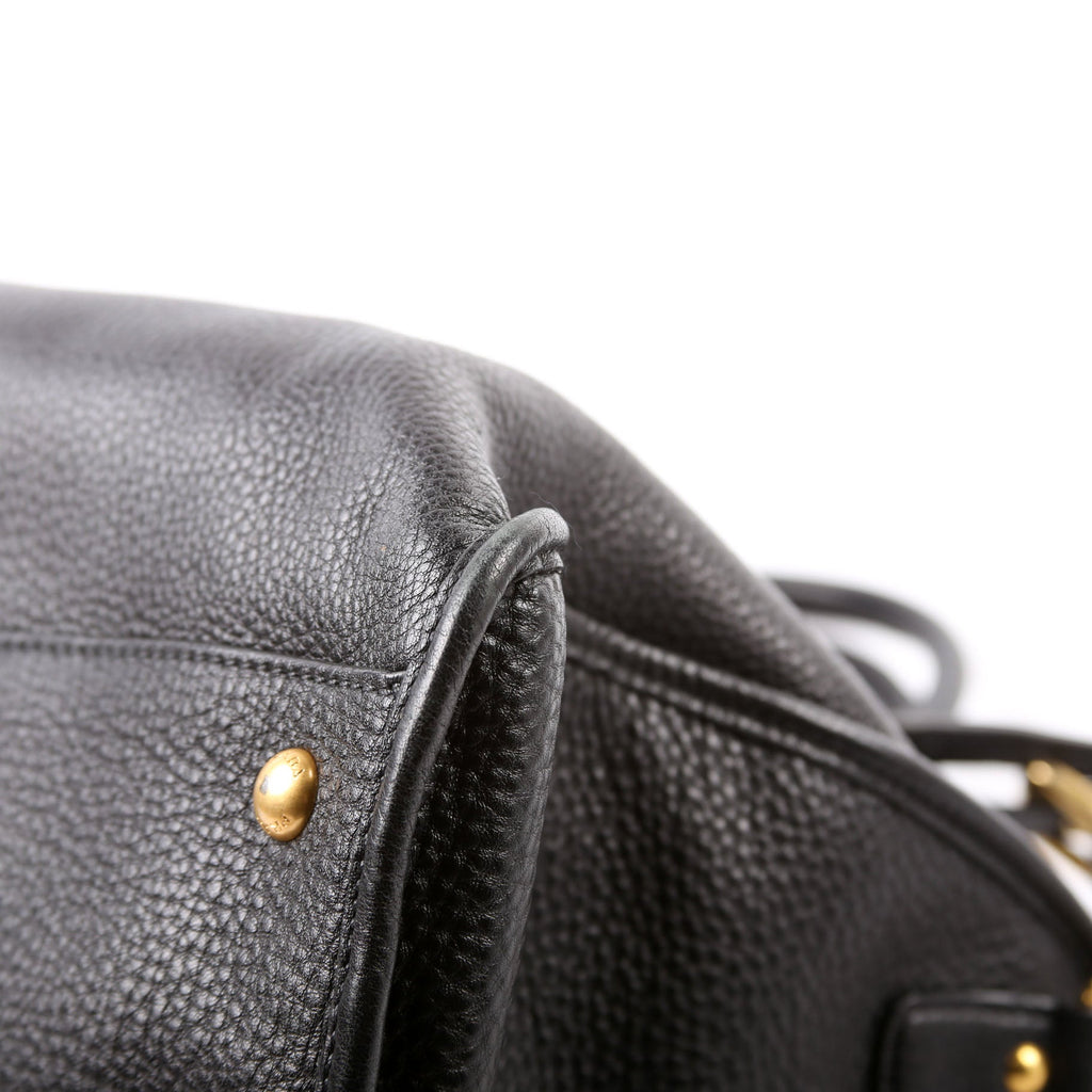 Vitello Daino Zip Shopping Satchel Large Black