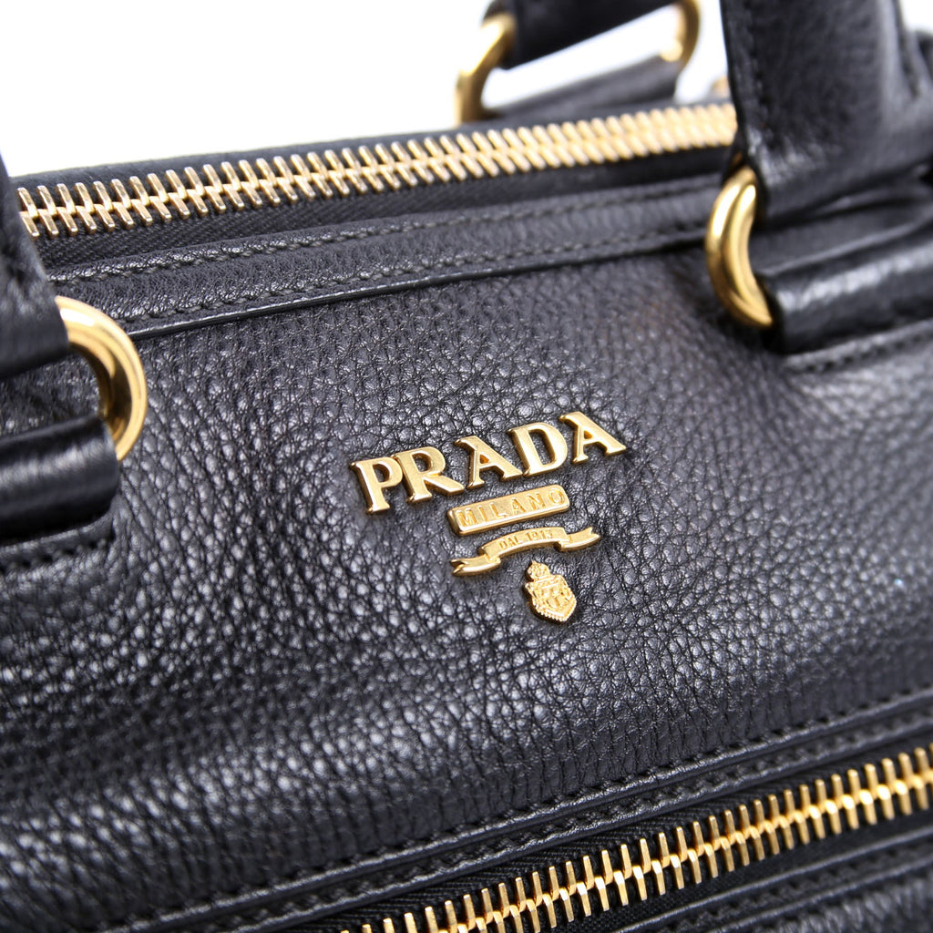 Vitello Daino Zip Shopping Satchel Large Black