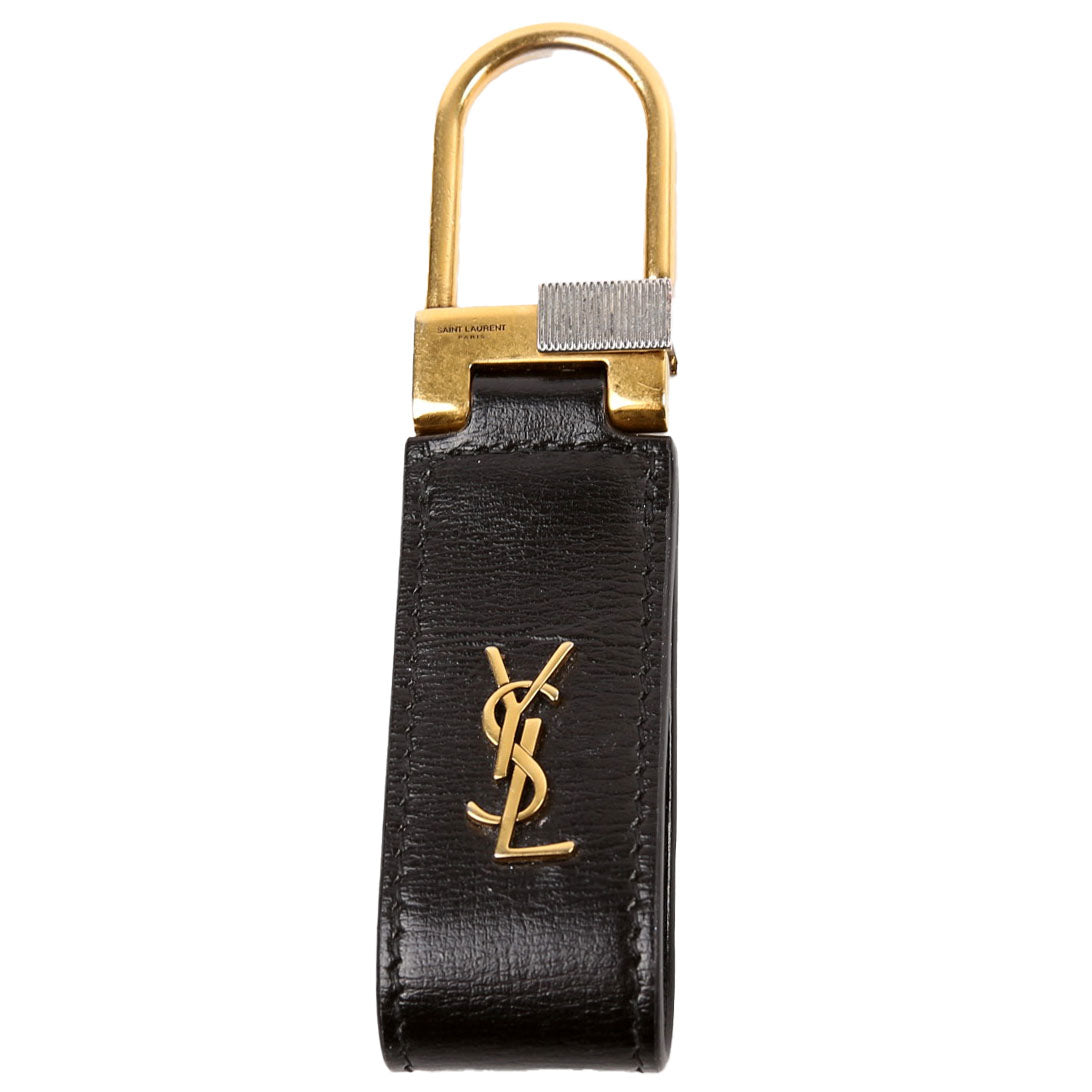 Tiny Cassandre Keyring Smooth Leather Black/Gold