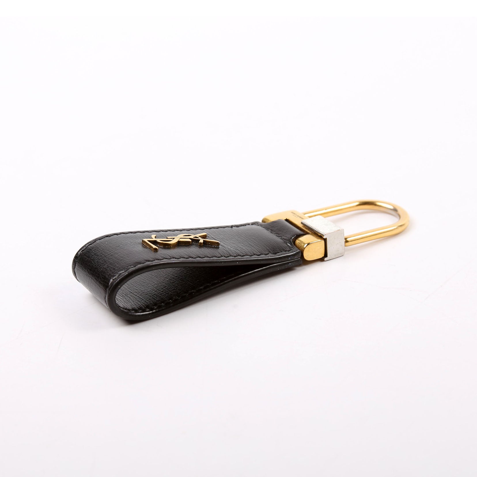 Tiny Cassandre Keyring Smooth Leather Black/Gold