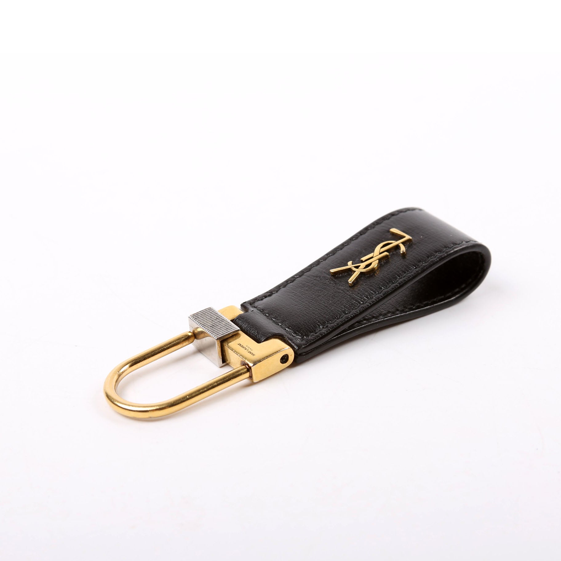 Tiny Cassandre Keyring Smooth Leather Black/Gold