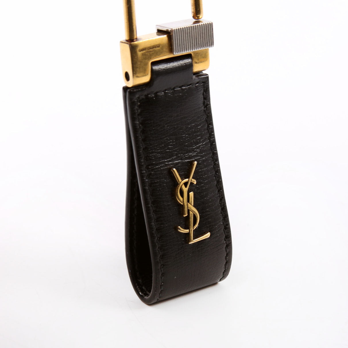 Tiny Cassandre Keyring Smooth Leather Black/Gold