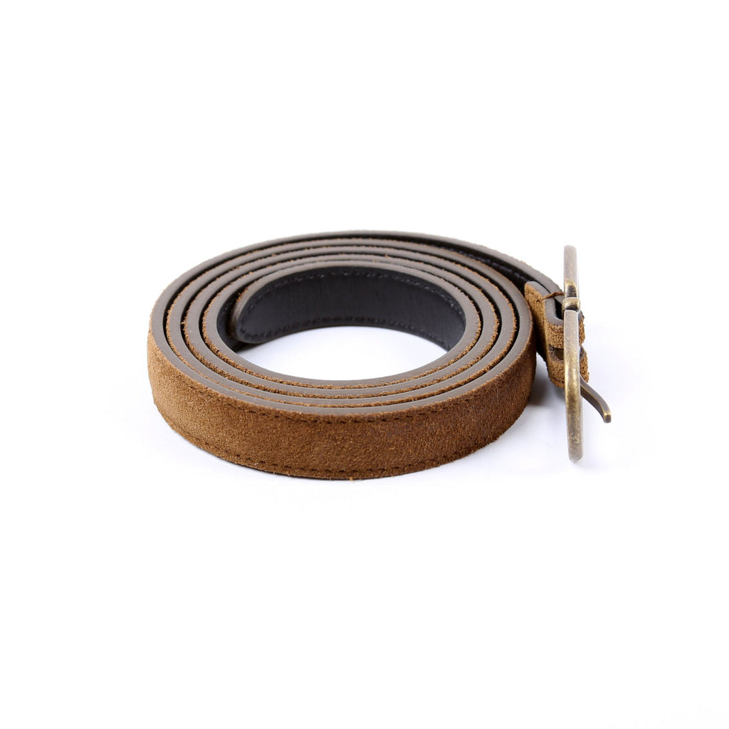 73224 Suede Thin Oval Belt Size 80 Brown