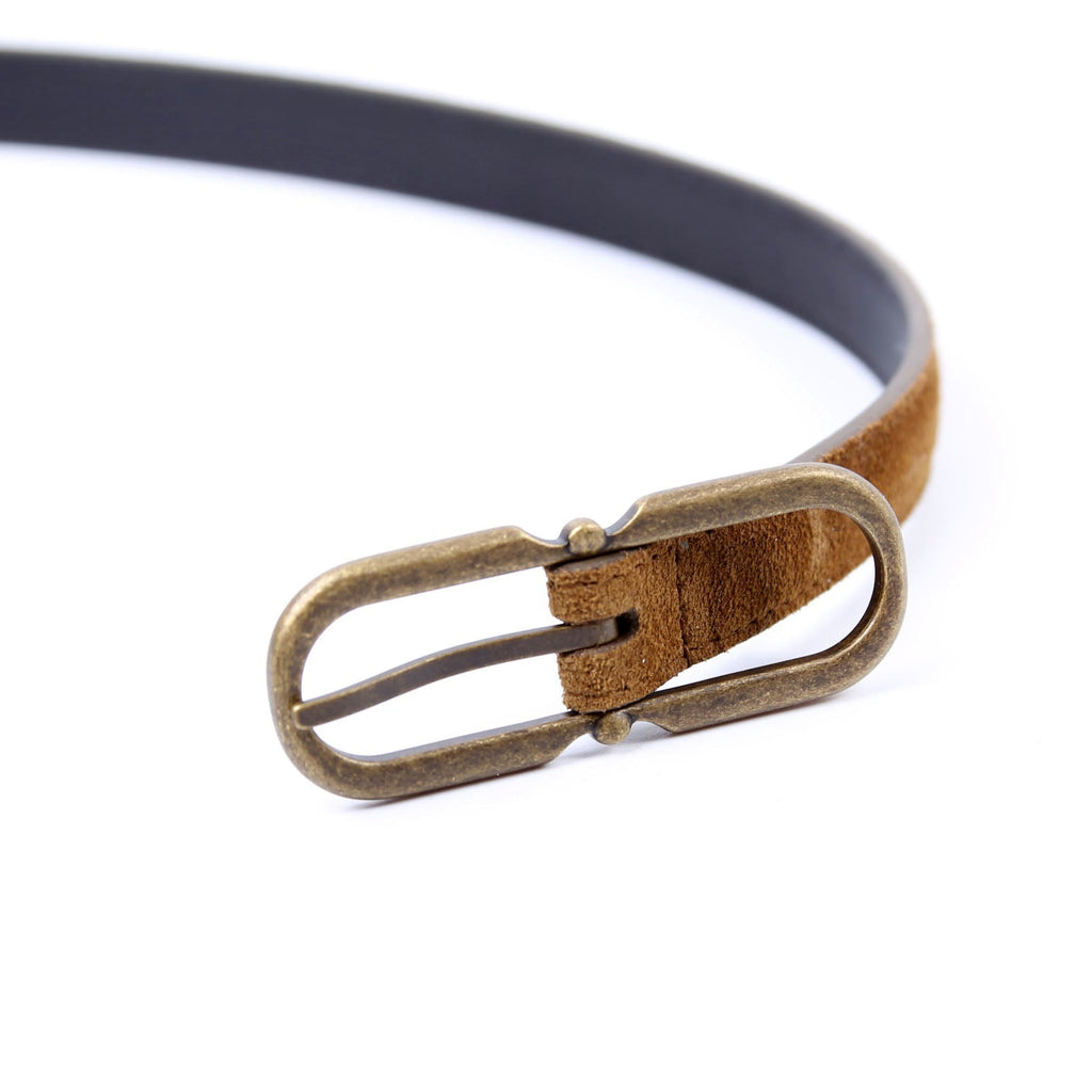 73224 Suede Thin Oval Belt Size 80 Brown