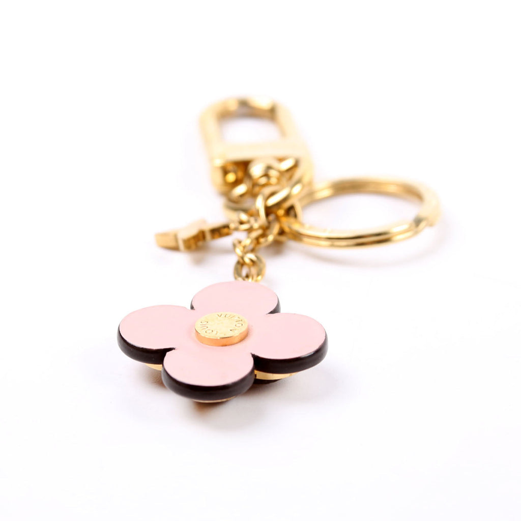 Blooming Flowers BB Bag Charm Key Chain Brown/Pink