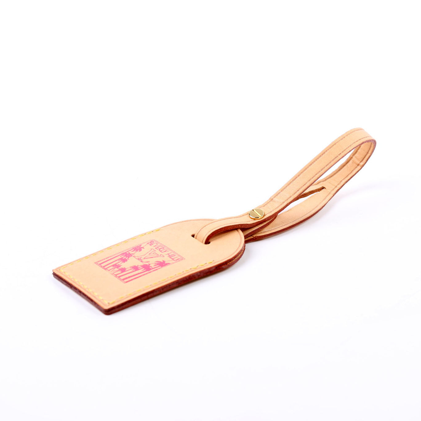 Luggage Tag W/Beverly Hills Stamp Brown