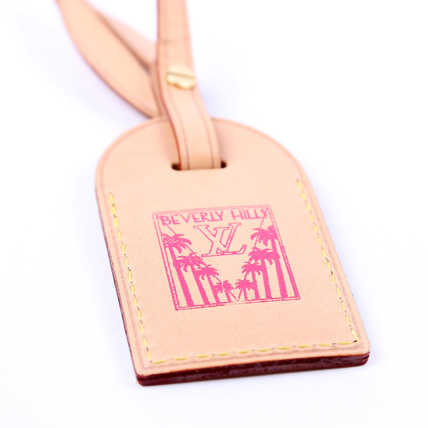Luggage Tag W/Beverly Hills Stamp Brown