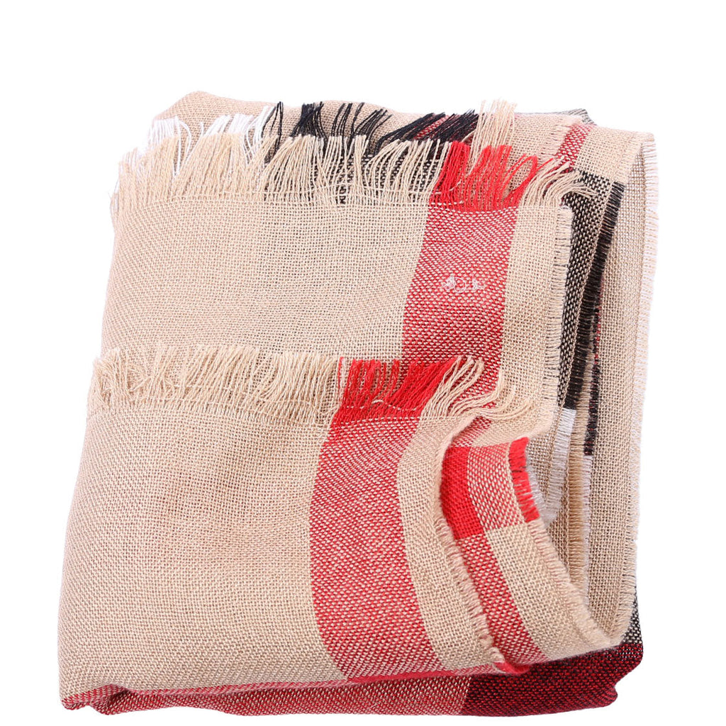 Giant Check Lightweight Wool/Silk Scarf