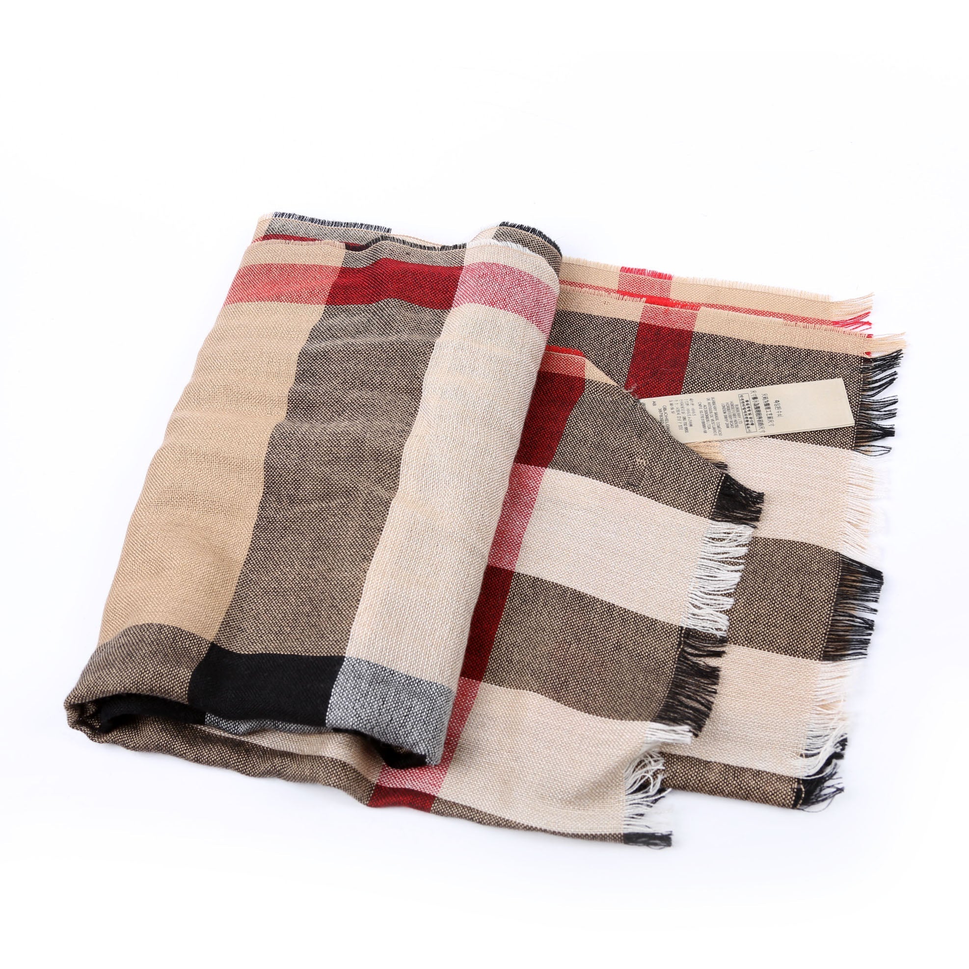 Giant Check Lightweight Wool/Silk Scarf