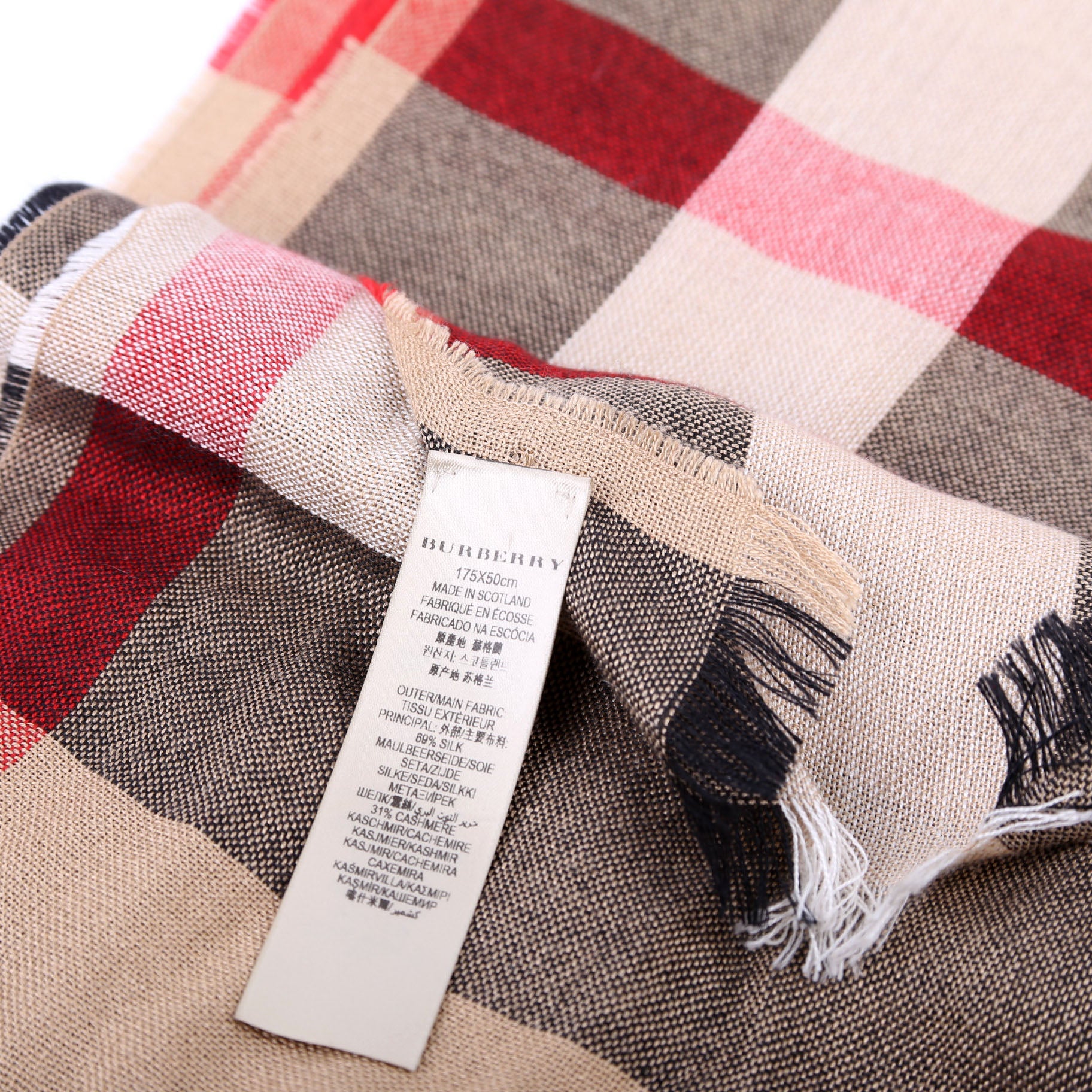 Giant Check Lightweight Wool/Silk Scarf