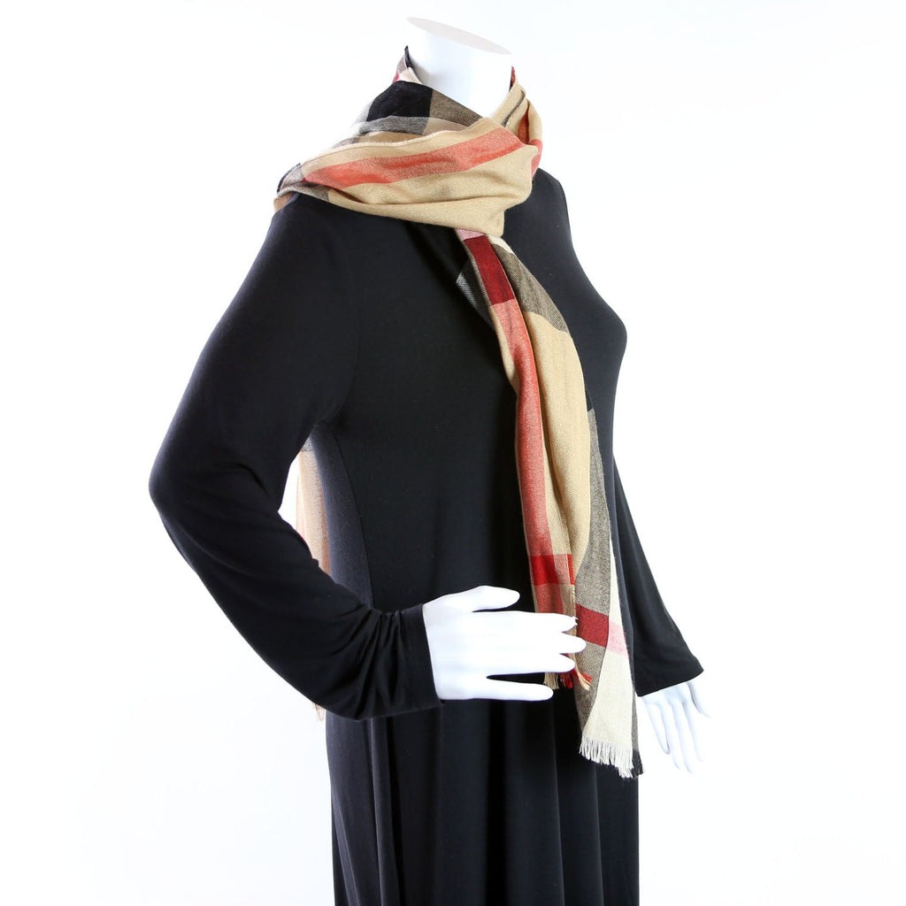 Giant Check Lightweight Wool/Silk Scarf