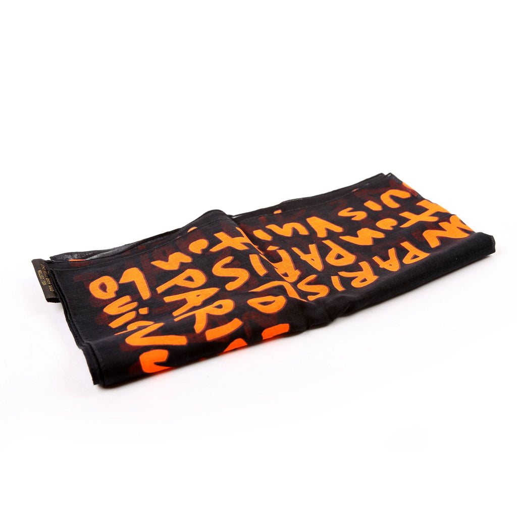 Graffiti Monogram Bandana Cotton Black/Orange