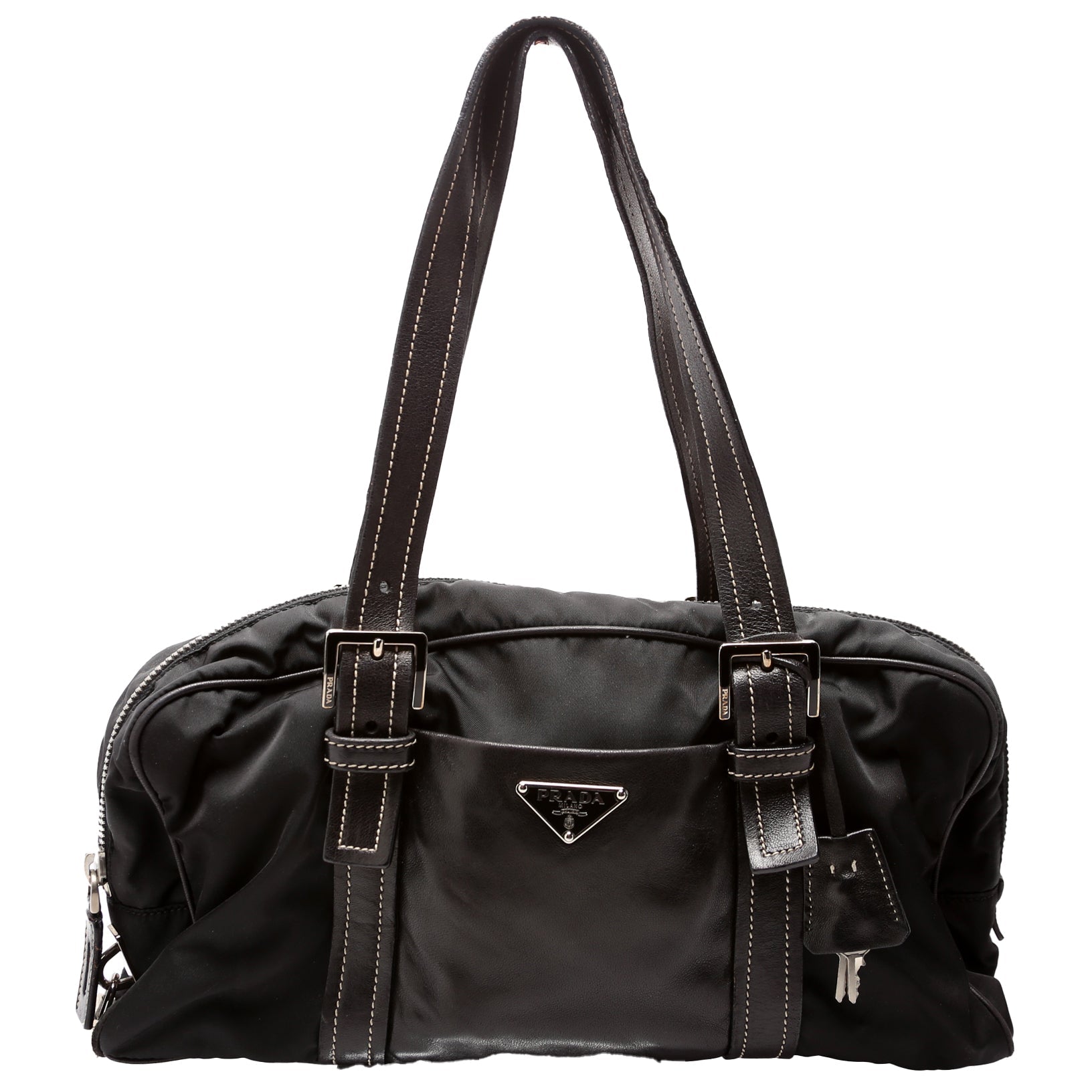 Tessuto Nylon/Leather Shoulder Bag Vintage Black