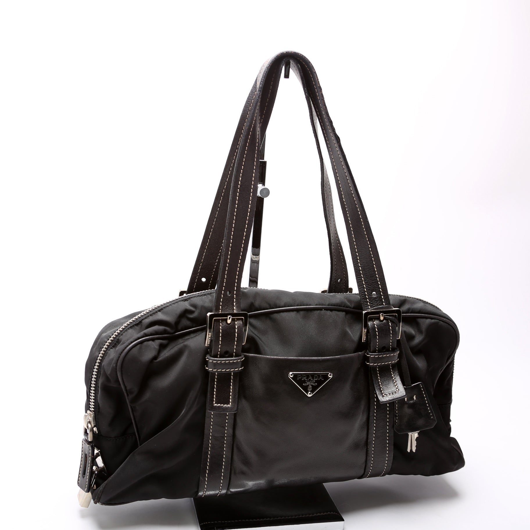 Tessuto Nylon/Leather Shoulder Bag Vintage Black