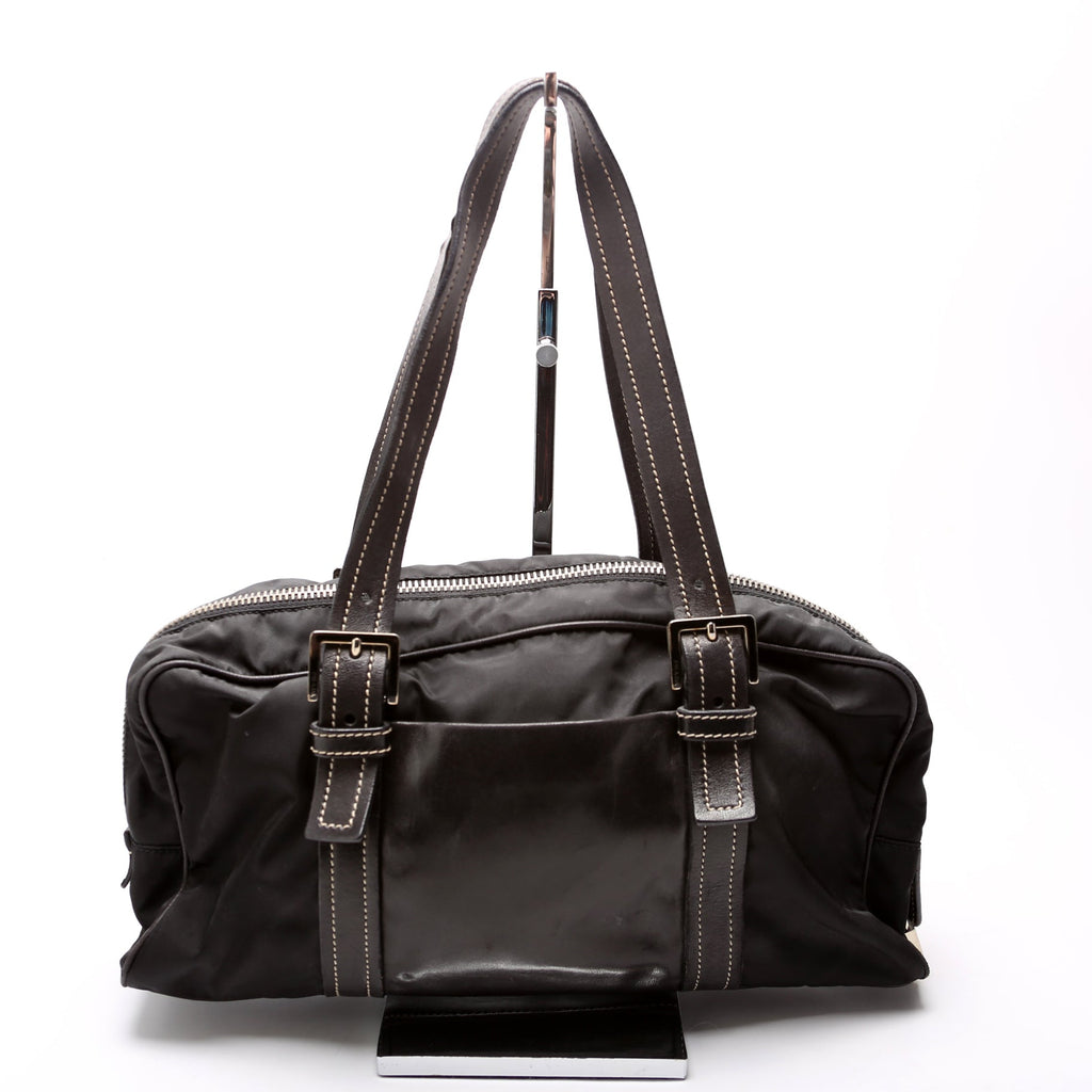Tessuto Nylon/Leather Shoulder Bag Vintage Black