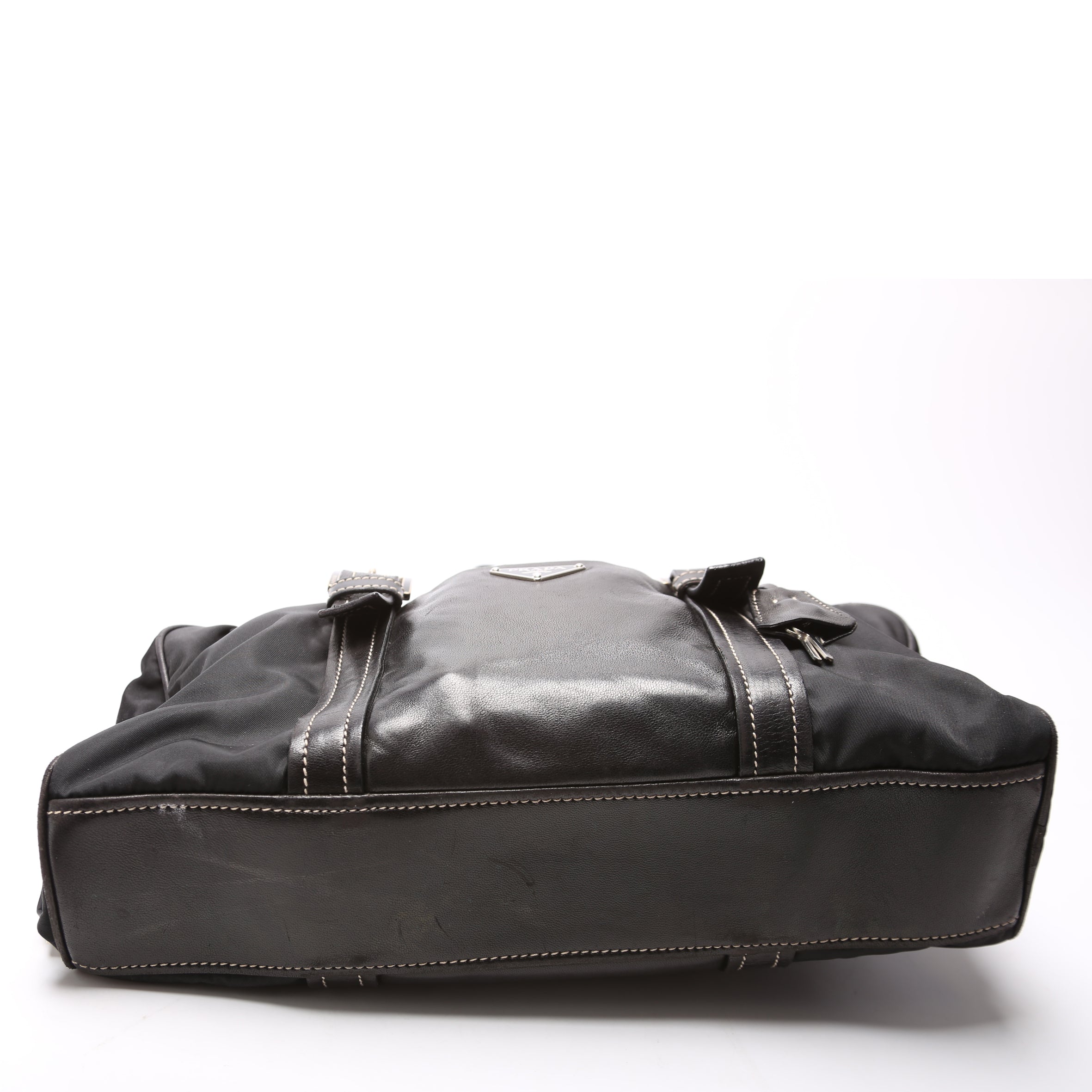Tessuto Nylon/Leather Shoulder Bag Vintage Black
