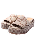 GG Maxi Canvas Platform Slides Size 39 Brown