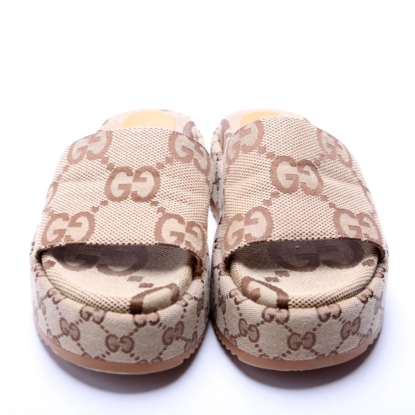 GG Maxi Canvas Platform Slides Size 39 Brown