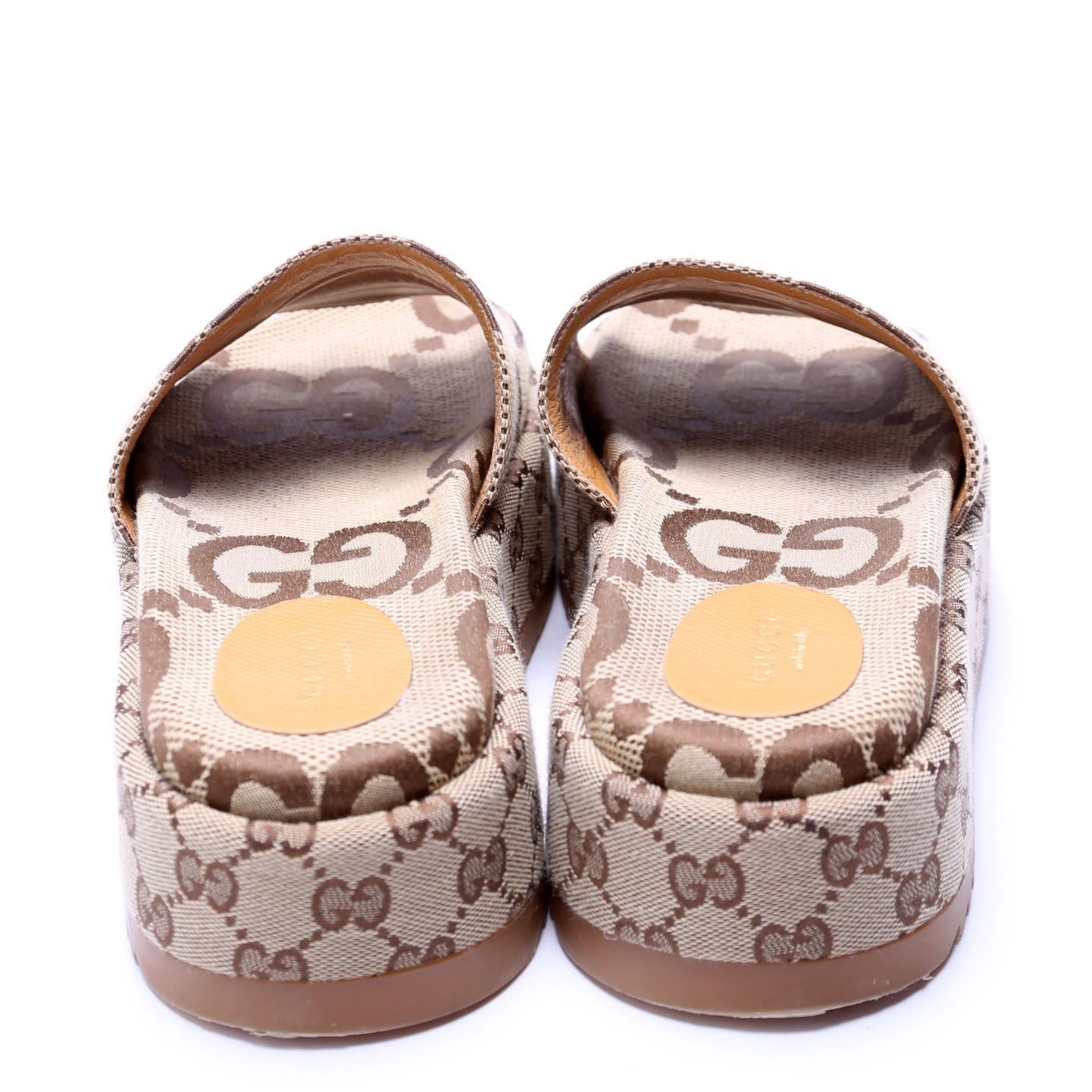 GG Maxi Canvas Platform Slides Size 39 Brown