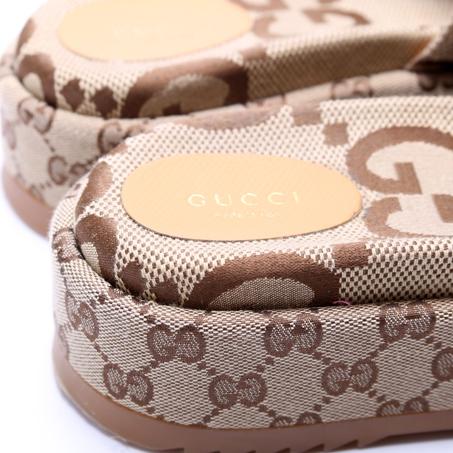 GG Maxi Canvas Platform Slides Size 39 Brown