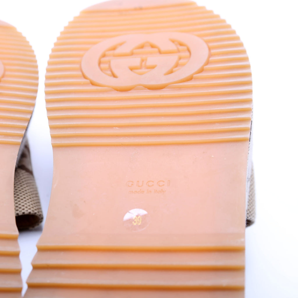 GG Maxi Canvas Platform Slides Size 39 Brown