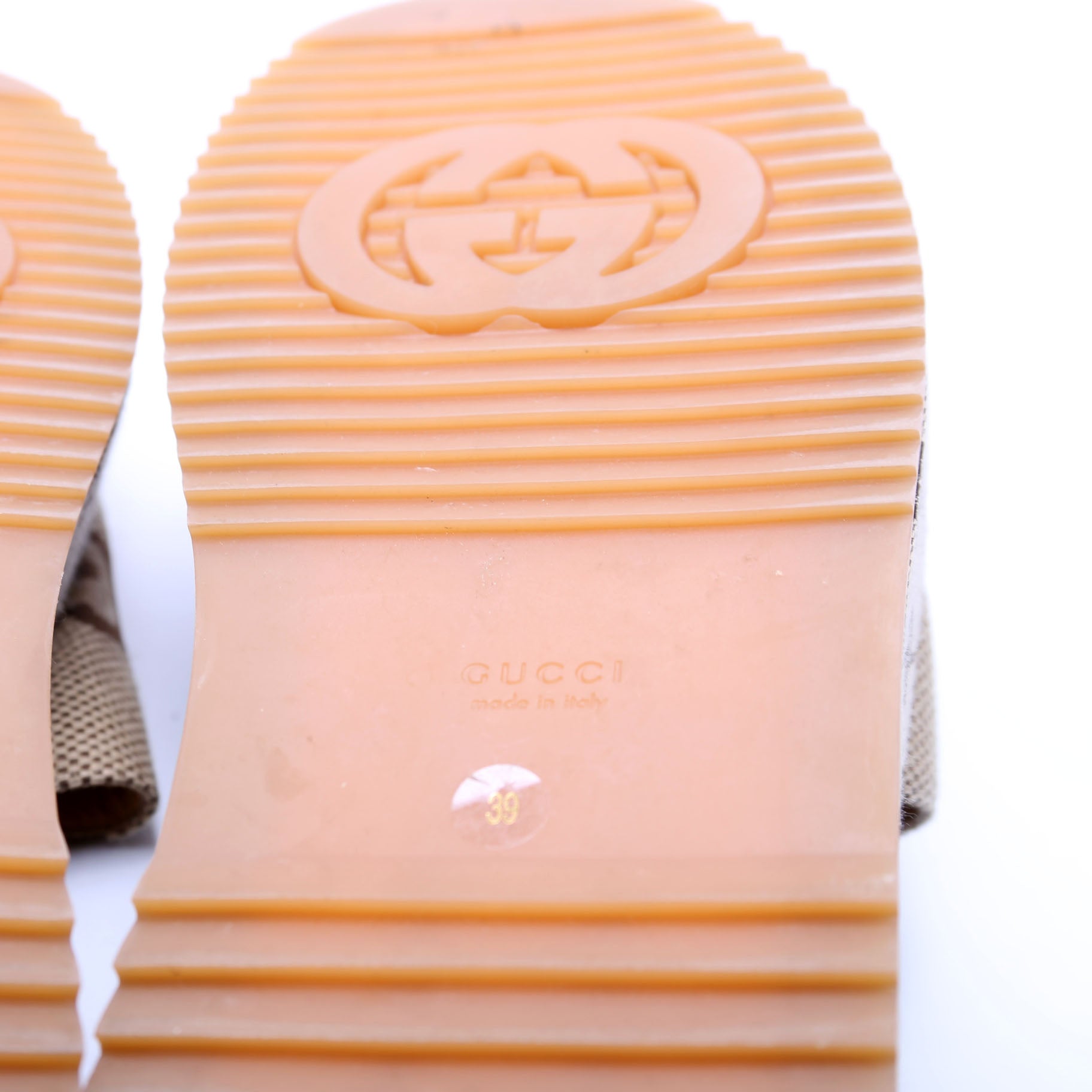 GG Maxi Canvas Platform Slides Size 39 Brown
