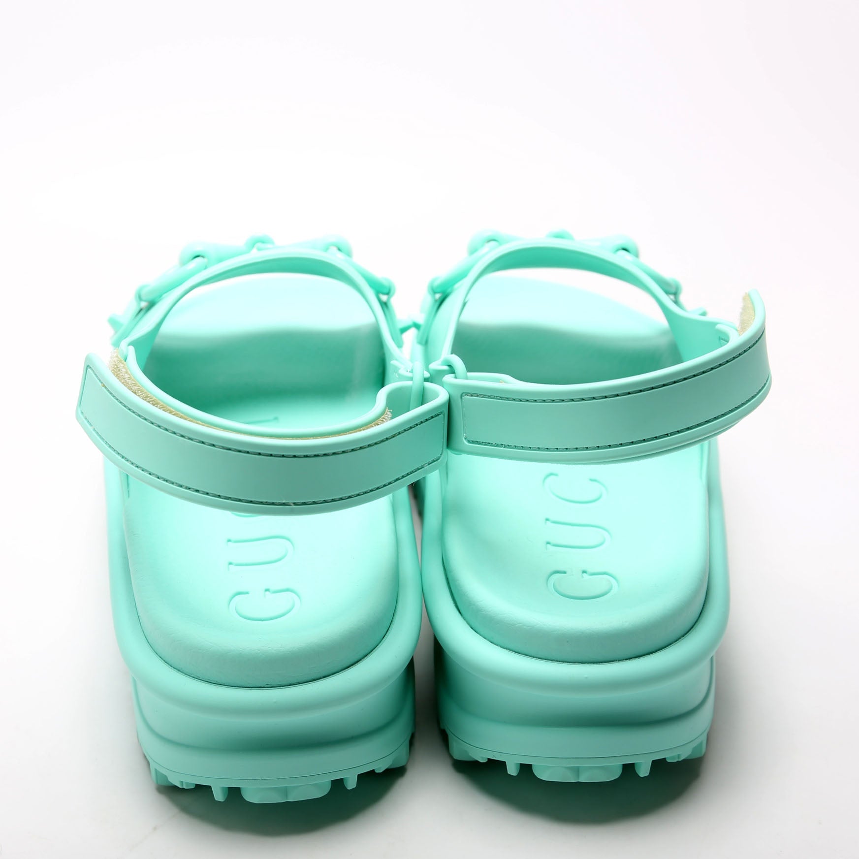 Rubber Horsebit Platform Slingback Sandals Size 39 Teal