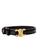Triomphe Small Taurillion Leather Belt Size 85 Black