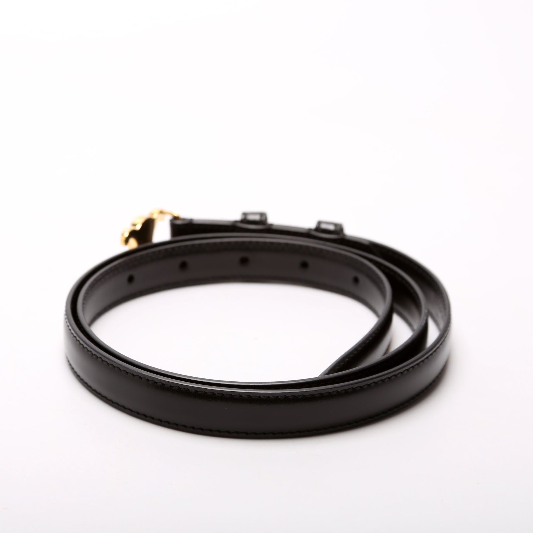 Triomphe Small Taurillion Leather Belt Size 85 Black