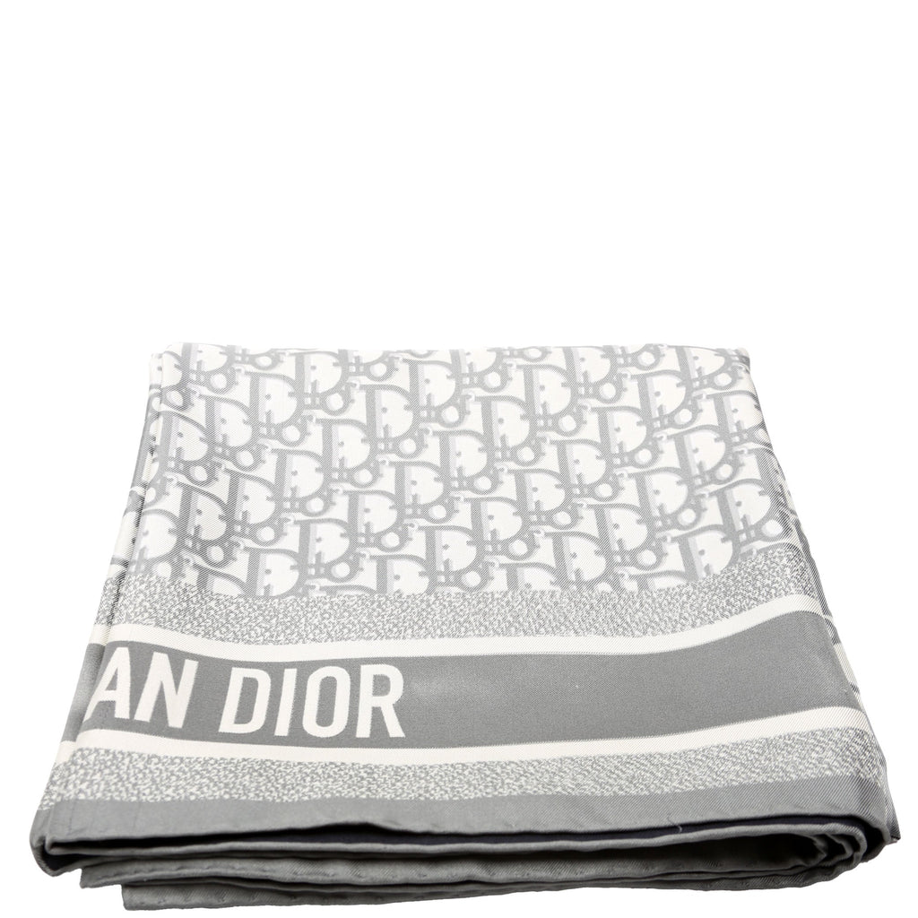 Oblique Diortwin 90CM Square Silk Scarf Navy/Grey