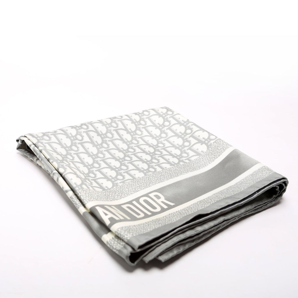 Oblique Diortwin 90CM Square Silk Scarf Navy/Grey