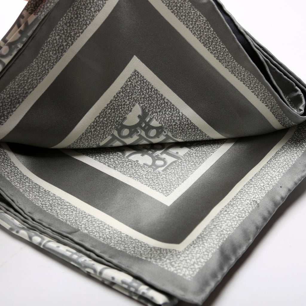 Oblique Diortwin 90CM Square Silk Scarf Navy/Grey