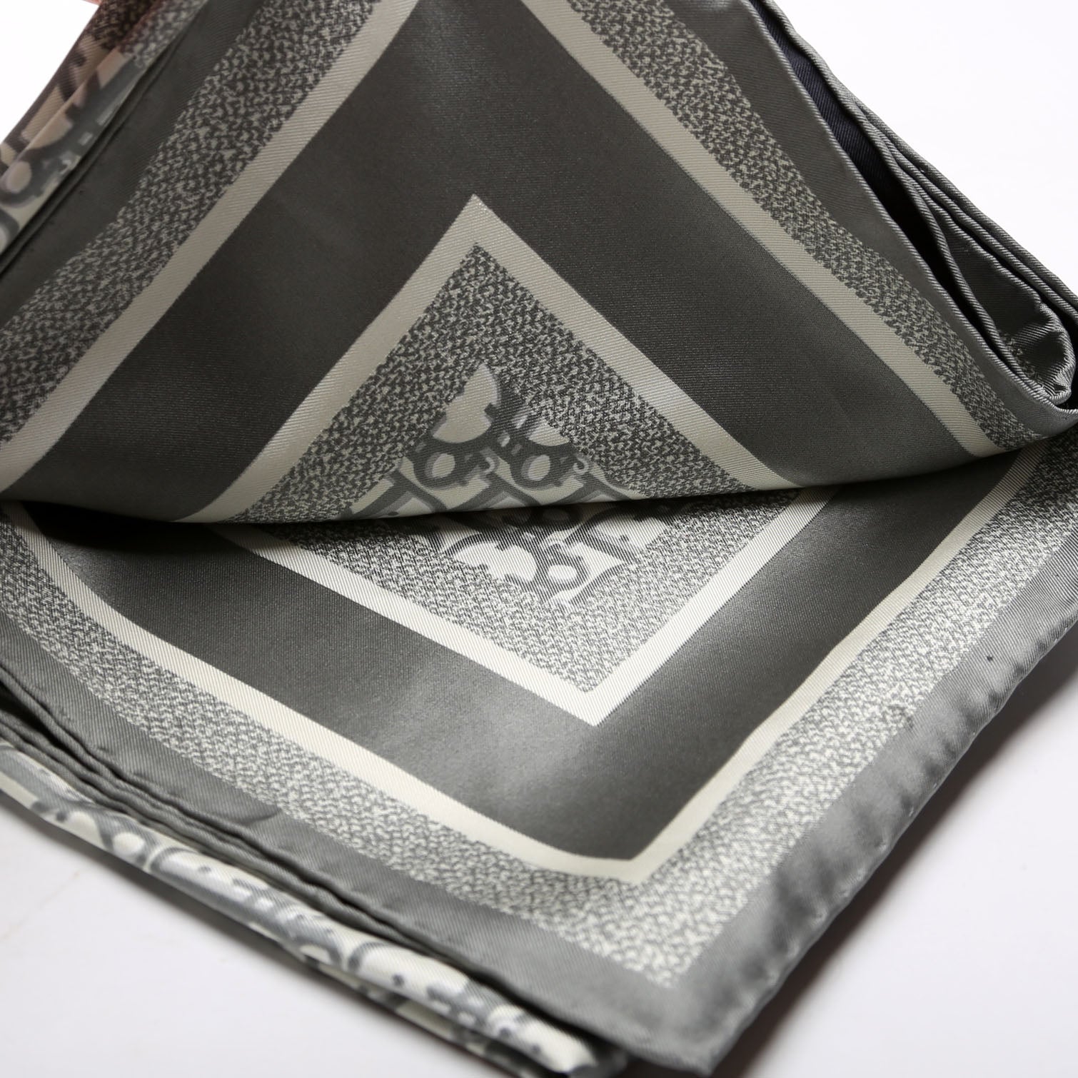 Oblique Diortwin 90CM Square Silk Scarf Navy/Grey