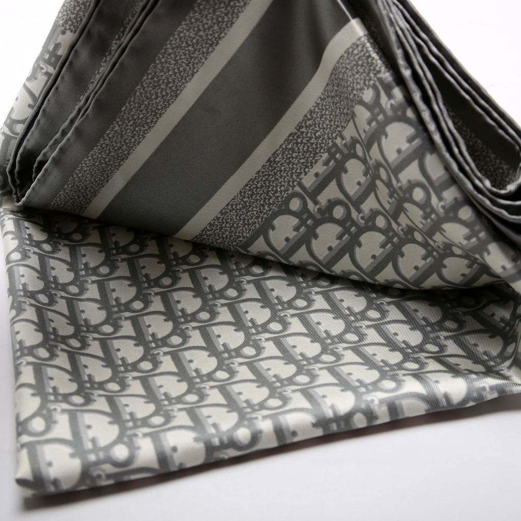 Oblique Diortwin 90CM Square Silk Scarf Navy/Grey