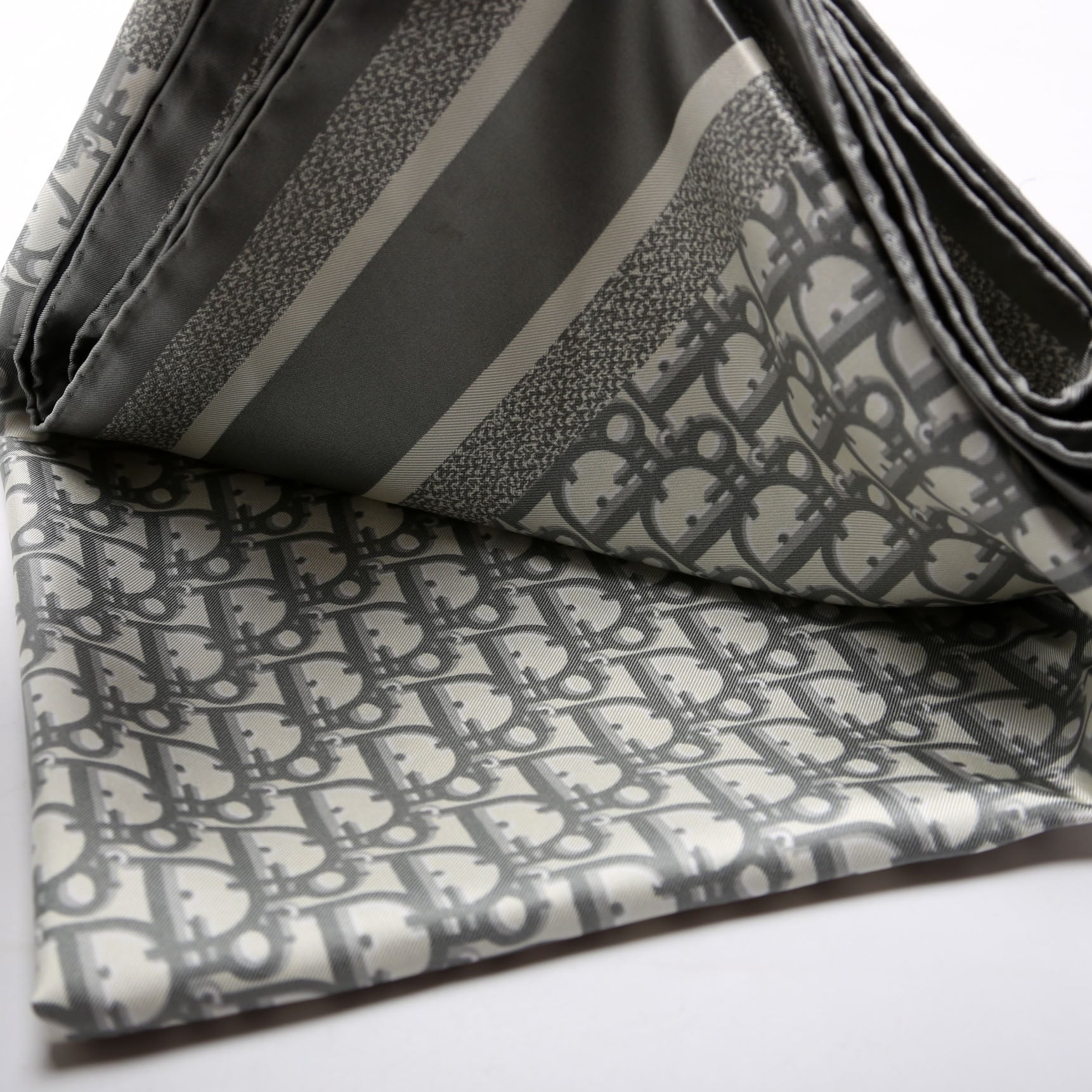 Oblique Diortwin 90CM Square Silk Scarf Navy/Grey