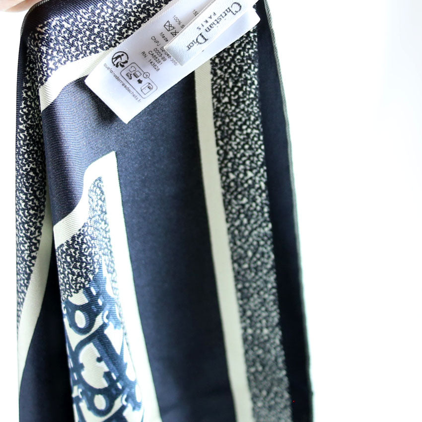 Oblique Diortwin 90CM Square Silk Scarf Navy/Grey