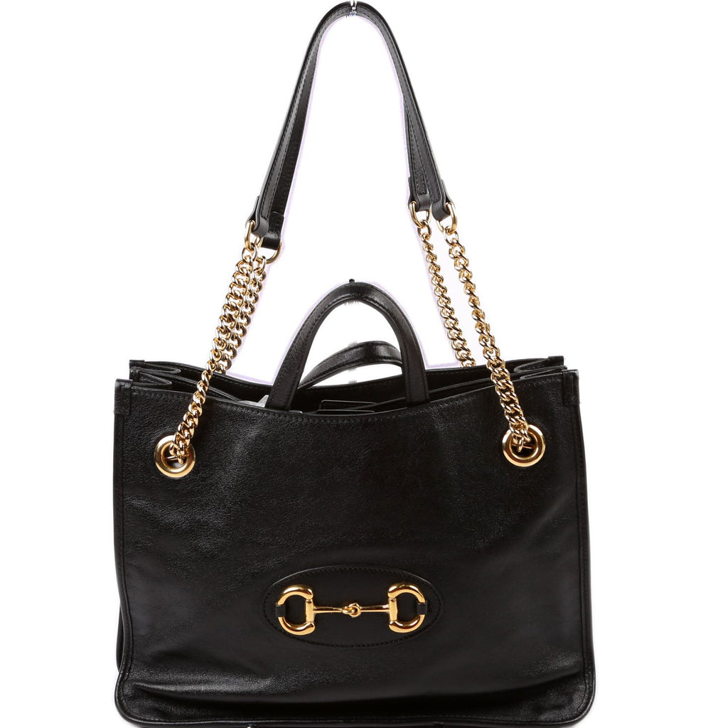 621144 1955 Horsebit Large Leather Tote Black