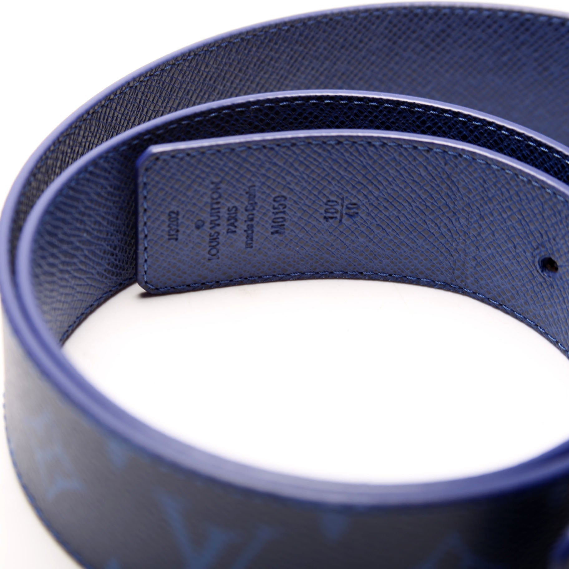 LV Initiales 40MM Reversible Leather/Cobalt Monogram Size 100/40