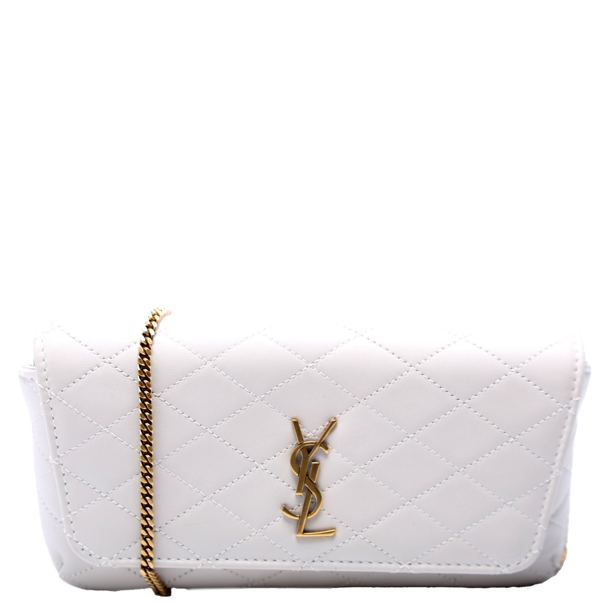 754051 Gaby Phone Case Quilted Lambskin White