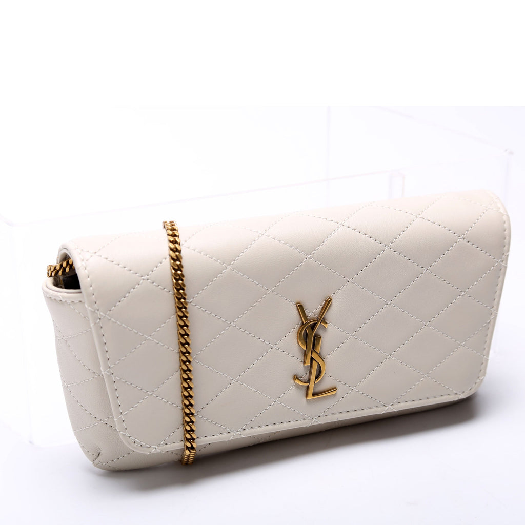 754051 Gaby Phone Case Quilted Lambskin White