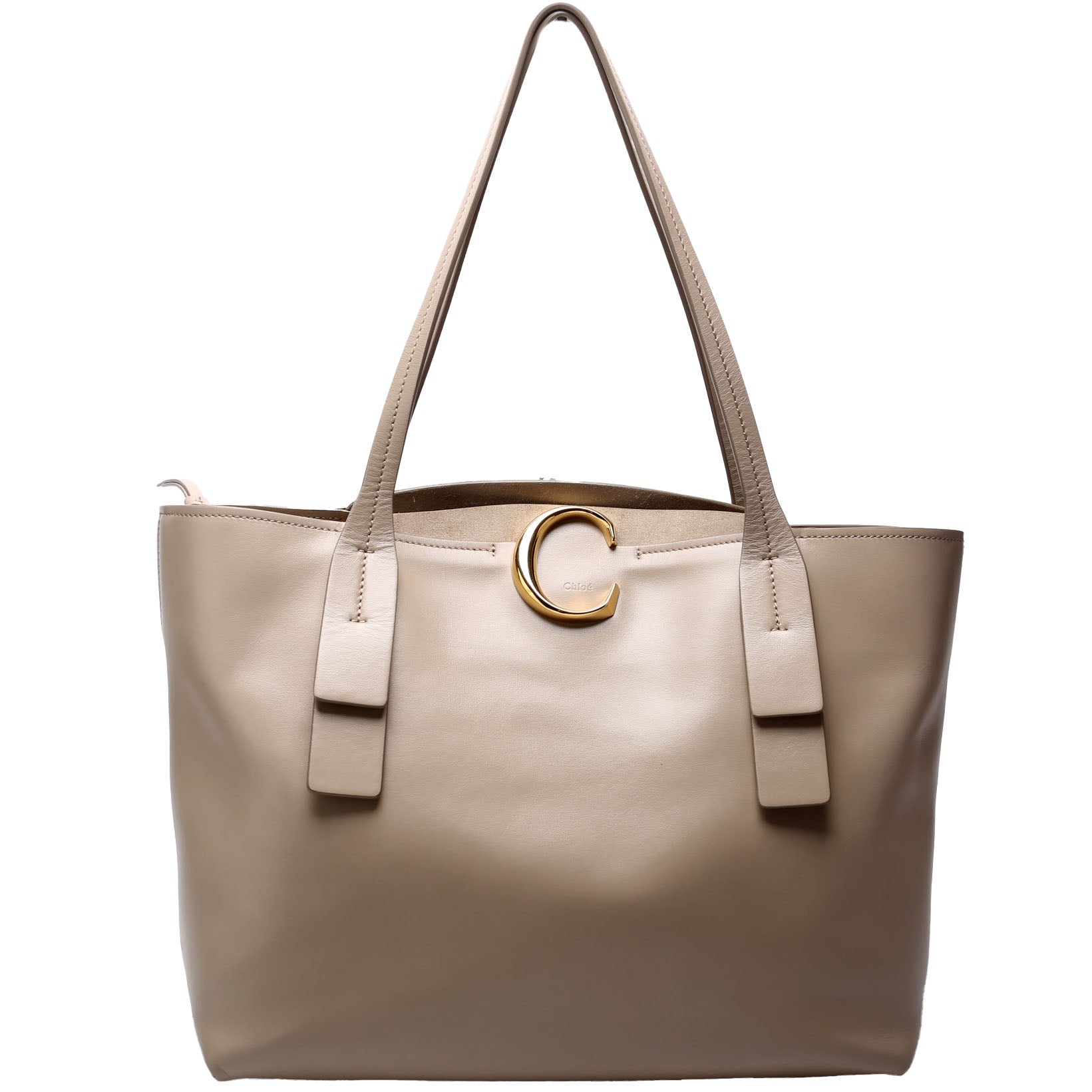 C Zipped Shopping Medium Leather Tote