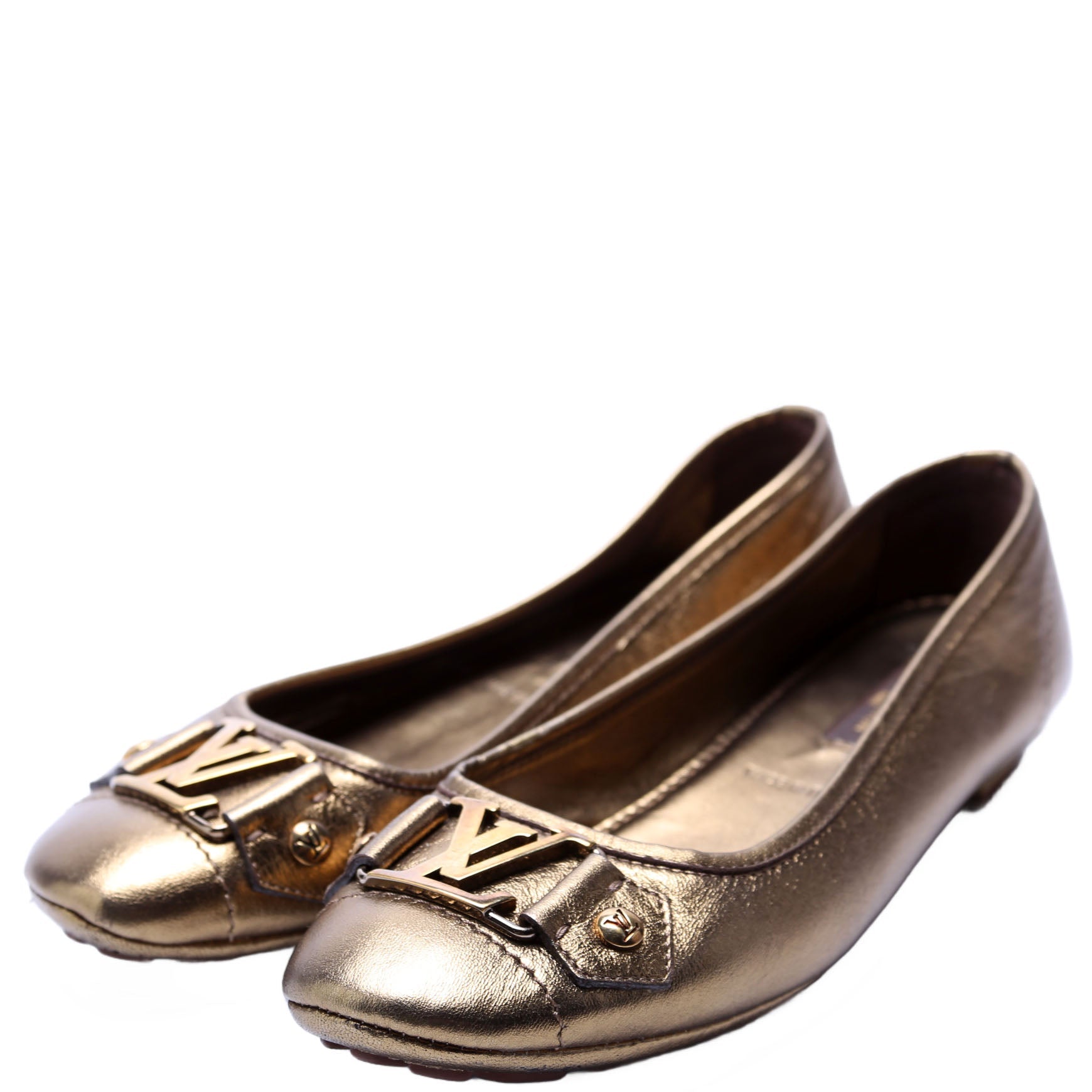 LV Bronze Leather Ballet Flats Size 35.5