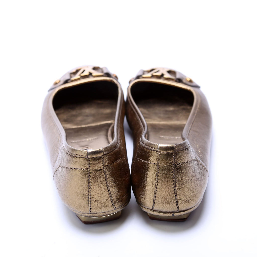 LV Bronze Leather Ballet Flats Size 35.5
