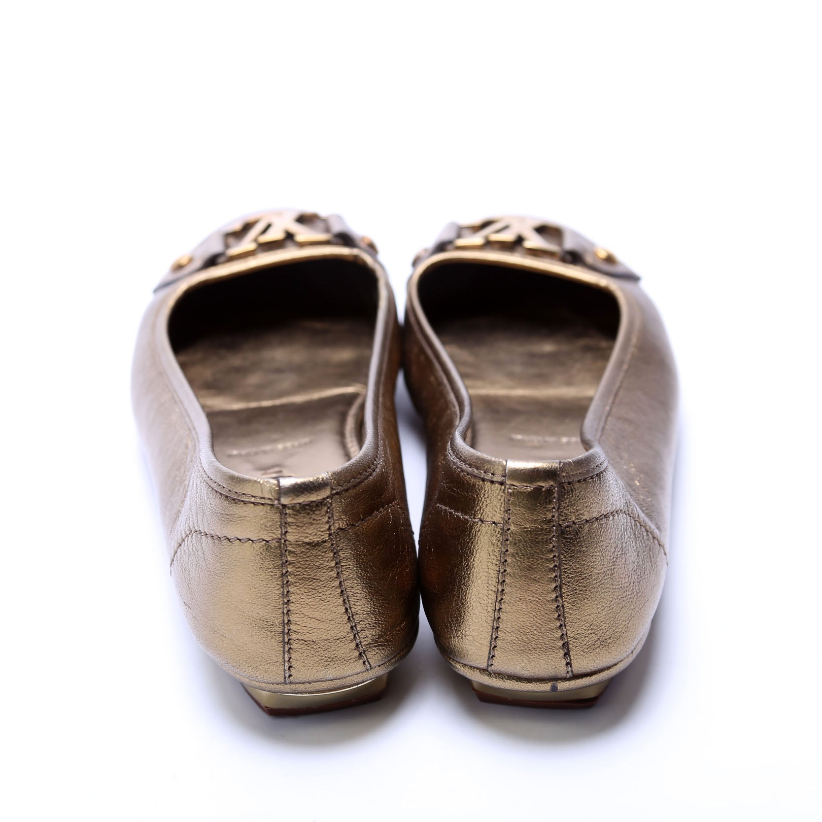 LV Bronze Leather Ballet Flats Size 35.5