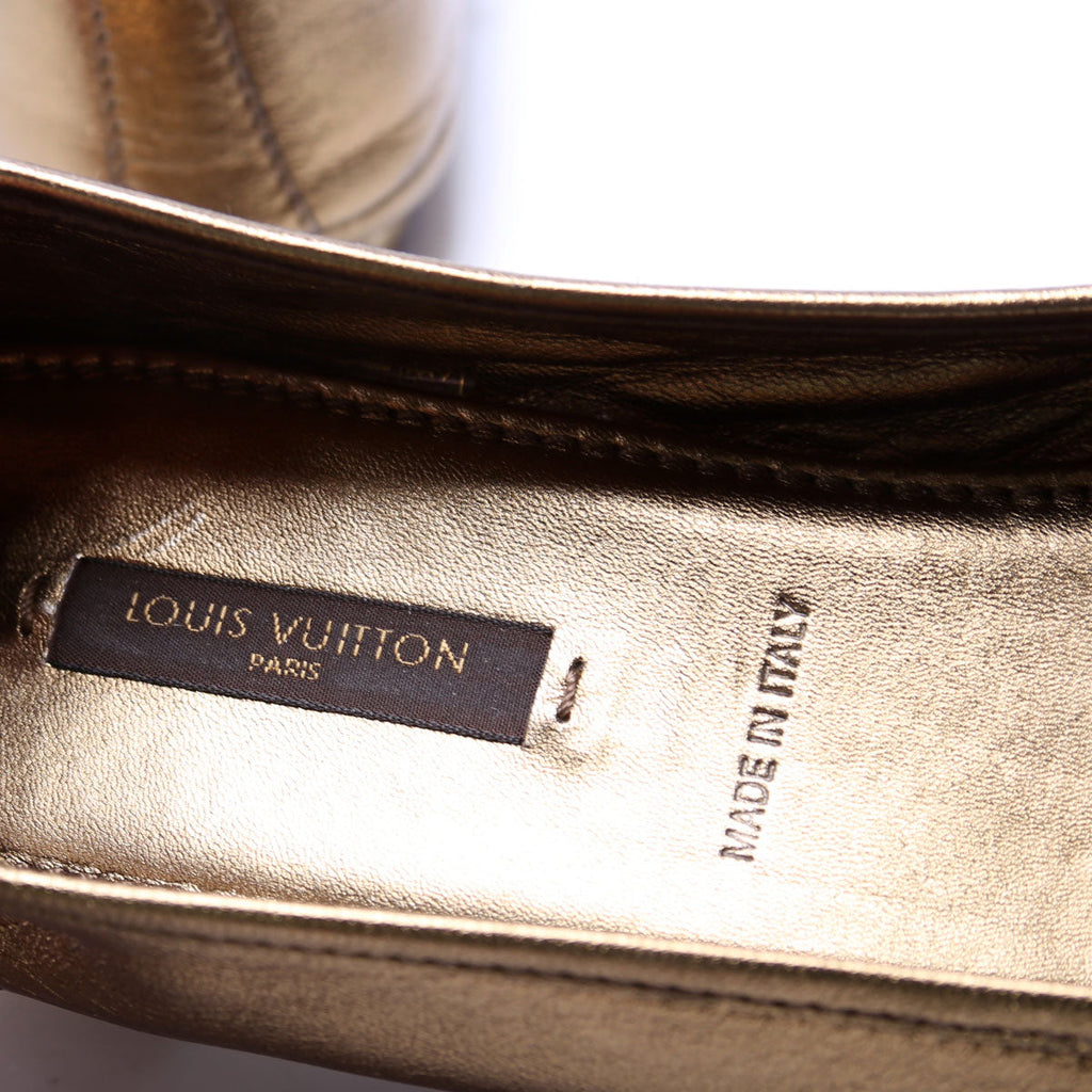 LV Bronze Leather Ballet Flats Size 35.5