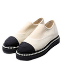 CC Cap Toe Pearl Slip-On Loafers Size 35.5 Beige/Black